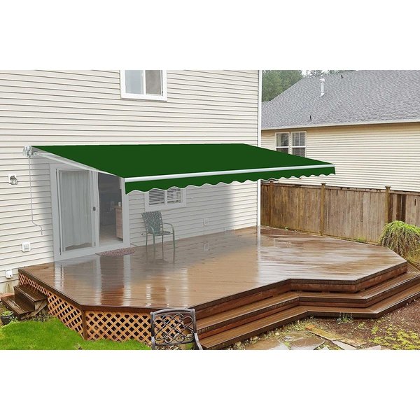 Tepee Supplies Retractable Motorized 20 x 10 Feet Home Patio Canopy Awning Sunshade Green TE2519119